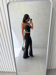 Conjunto acetinado pedraria