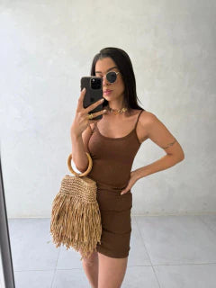 Vestido Curto Canelado