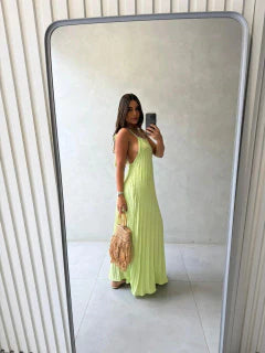 Vestido Longo Plissado