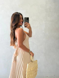 Vestido Longo Plissado